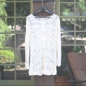 White Long Sleeve Lace Dress